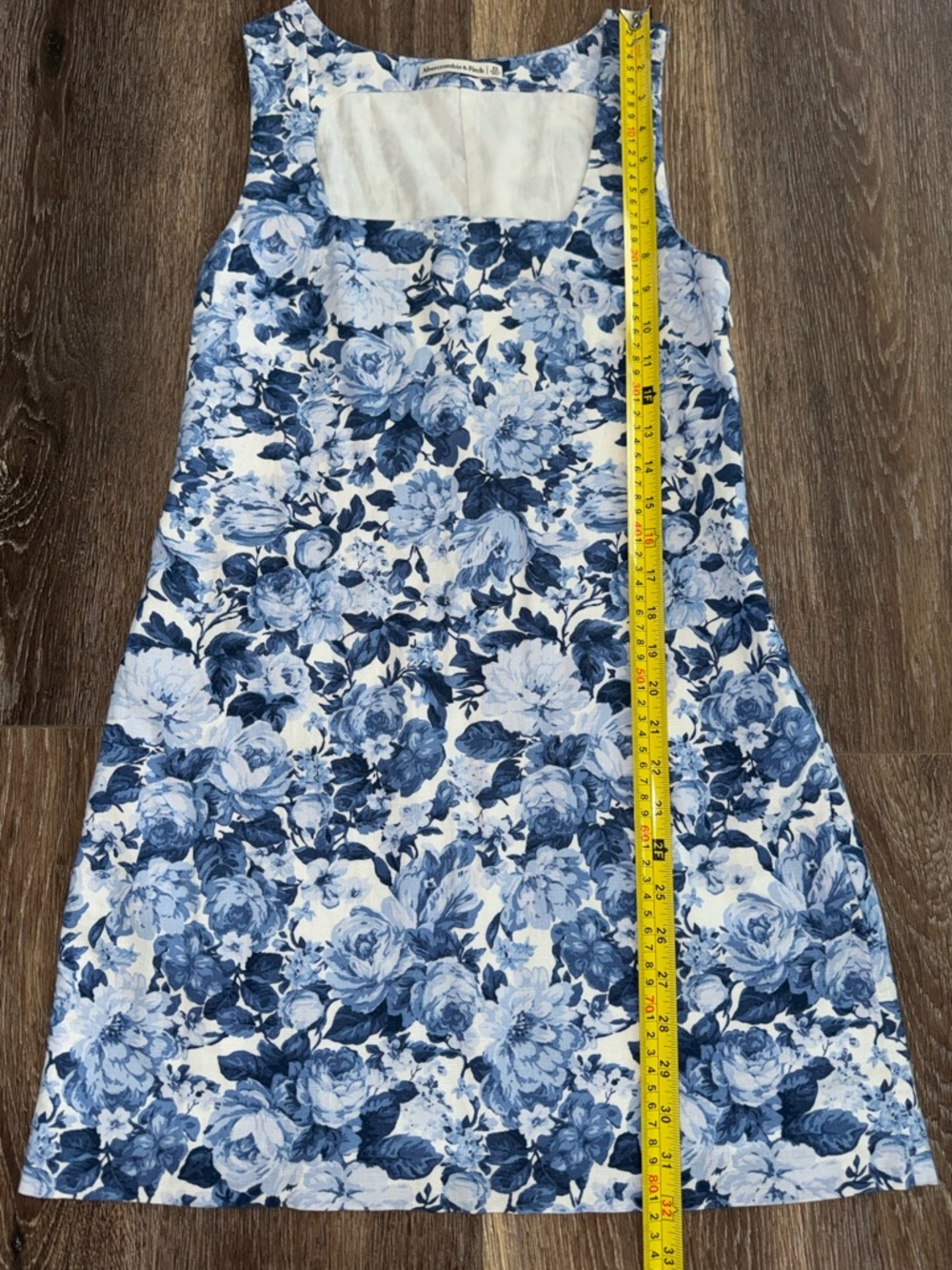 Abercrombie & Fitch Linen Blend Wide Strap Blue Floral Mini Dress Size XS š - Picture 8 of 10